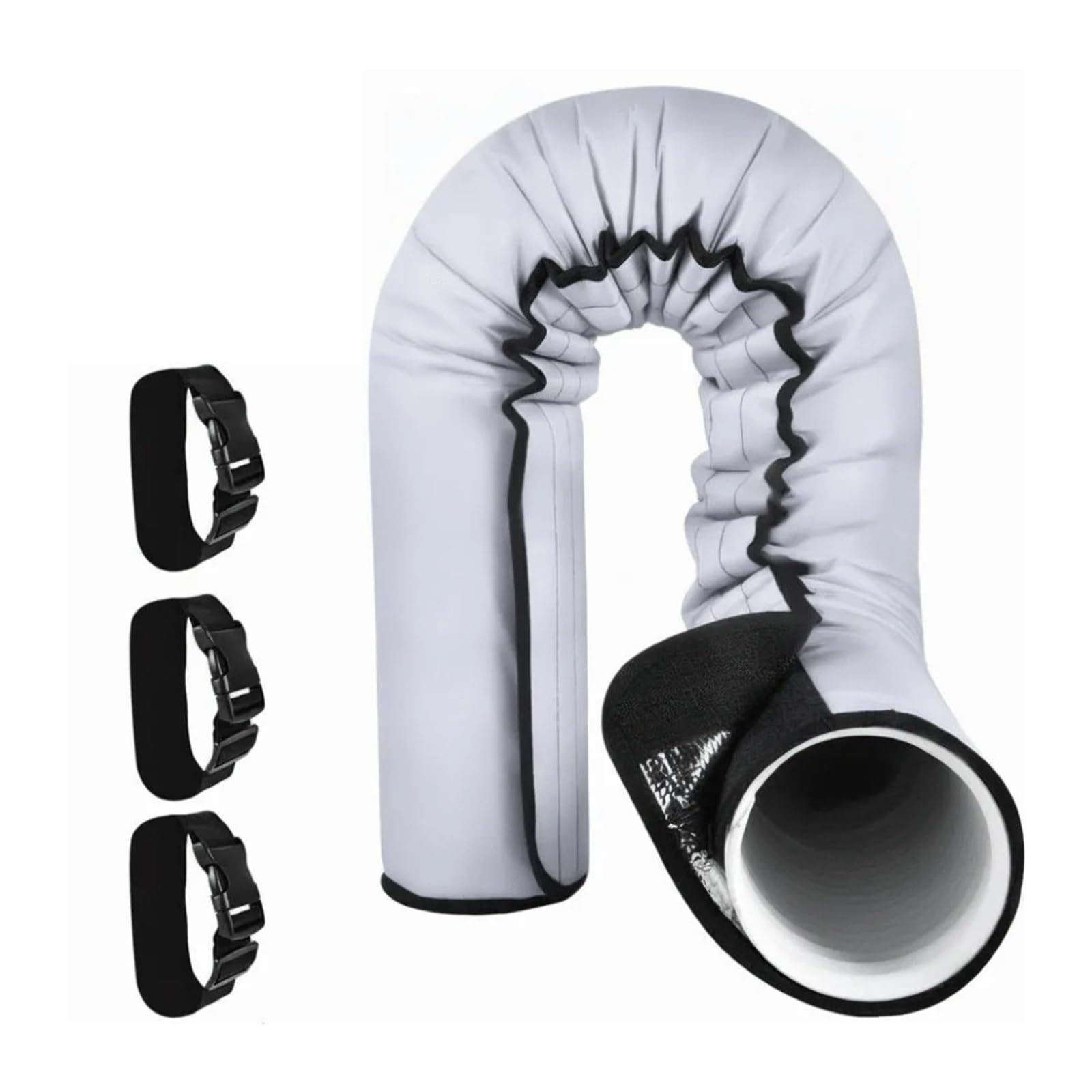 Shiketong 1Pcs Reusable Ac Insulated Hose Cover Waterproof Sleeve Insulated Air Conditioner Hose Cover 3 Buckle Straps Protective Ac Exhaust(1Pcs)