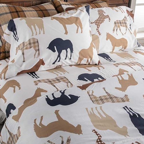 Rods Western Trail Ride - Juego de sábanas tamaño individual a cuadros