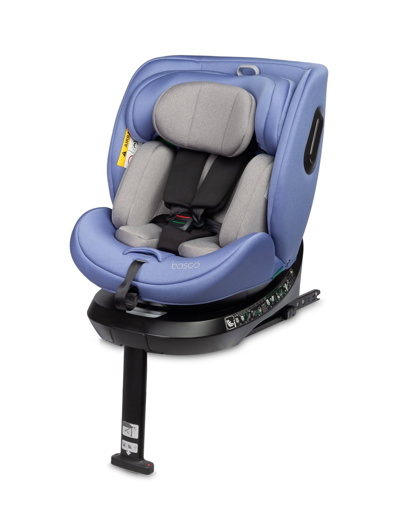 CARETERO - Reboarder 360 Drehbar mit Isofix - 4in1 Babyschale und Kindersitz Auto Gruppe 0-3, für Kinder 40-150 cm, mit Station, verstellbare Rückenlehne, Stützfuß - Bosco Blau