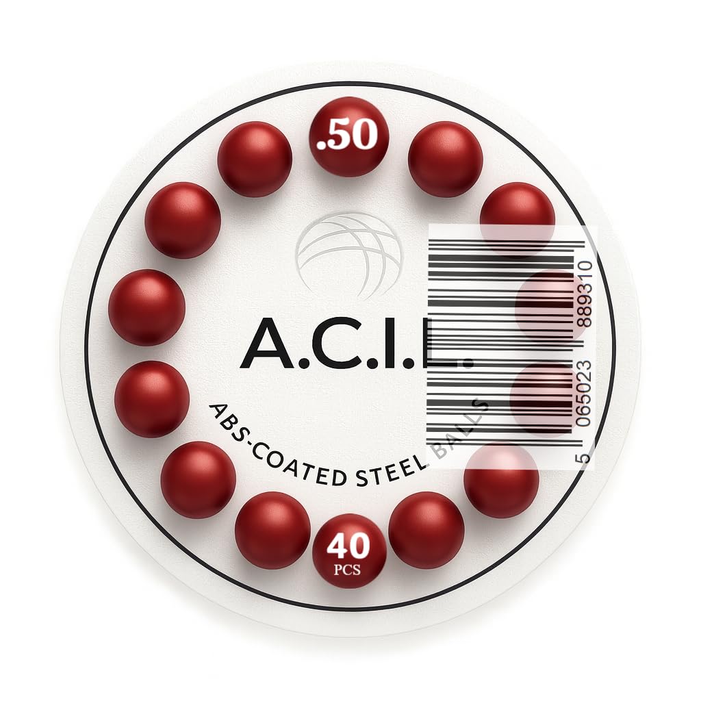 A.C.I.L. ABS-Coated Steel Balls, 12.7mm, Red, 3.6 grams Nylon-Steel, 40 Pieces