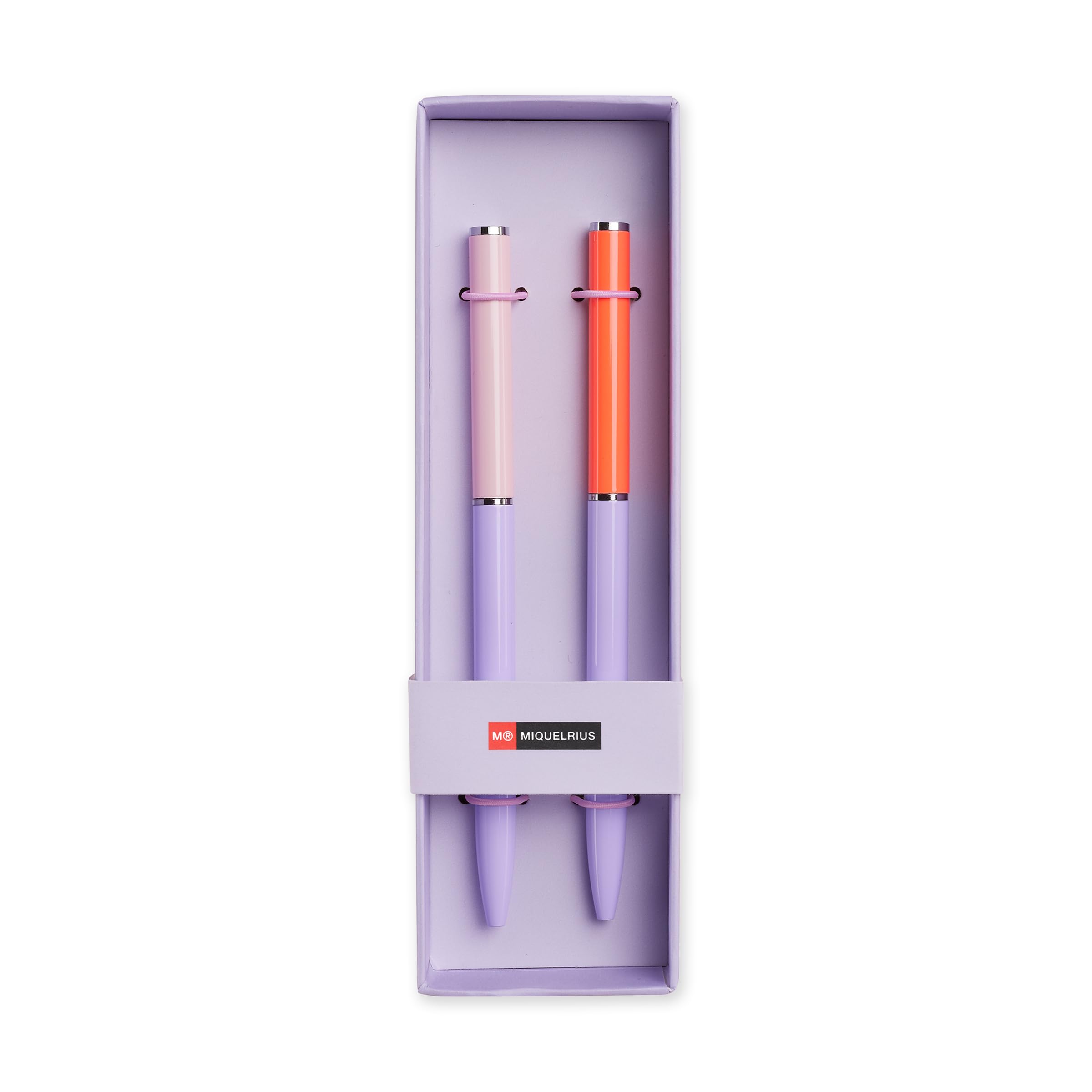 Miquelrius - Set of 2 Blue Ballpoint Pens, Optimal for School Supplies, Ballpoint Pen 0.7 mm, Office Supplies, Pretty Stationery, Rotating Pen, Pink/Red