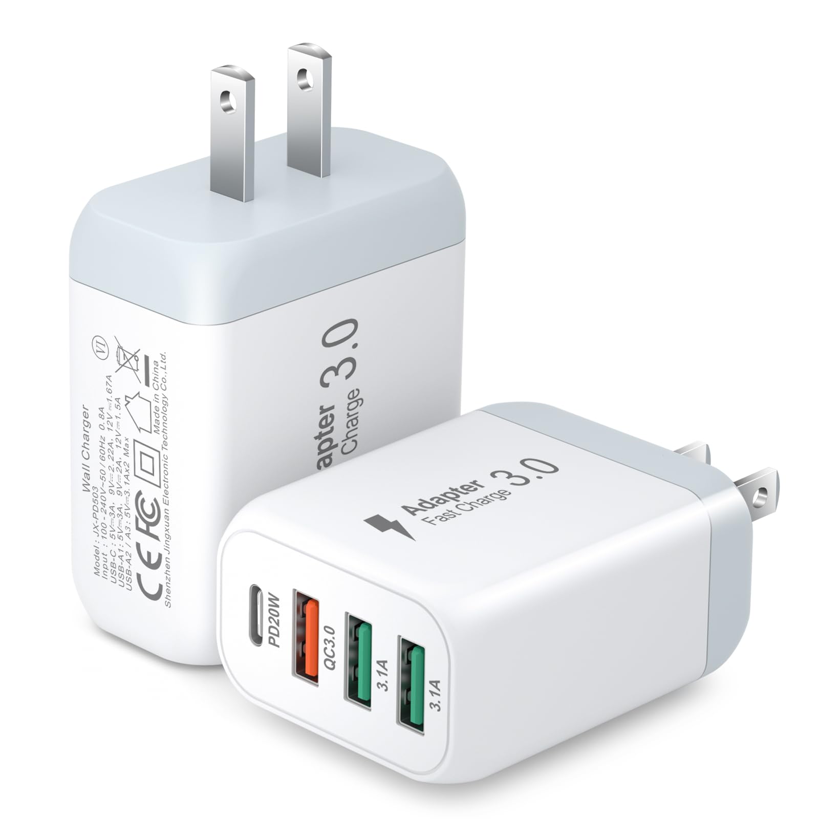 USB C Charger Block, Bangfun 2-Pack 40W Dual USB A and USB C Wall Charger Multiport Fast Cube Power Adapter Plug Charging ...