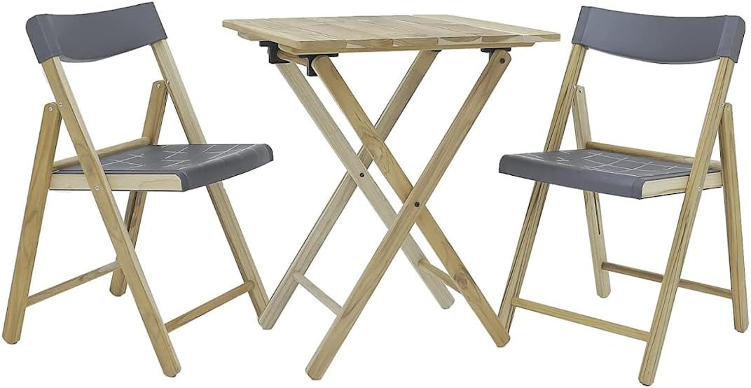 Ensemble Balcon 3 Pièces : 2 Chaises + Table Basse En Métal Et Tissu - Jardin, Terrasse