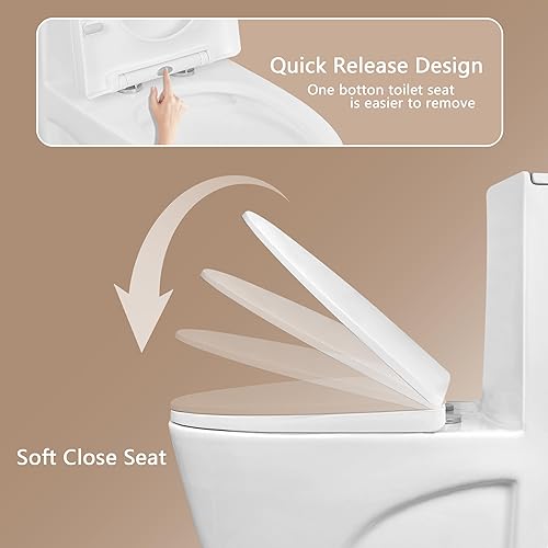 Miniatura 4 de DeerValley - Inodoro alargado de una pieza para baños, cómodo asiento de silla de 17 pulgadas, inodoro de doble potencia 1.11.6 GPF y MAP 31.75 oz,