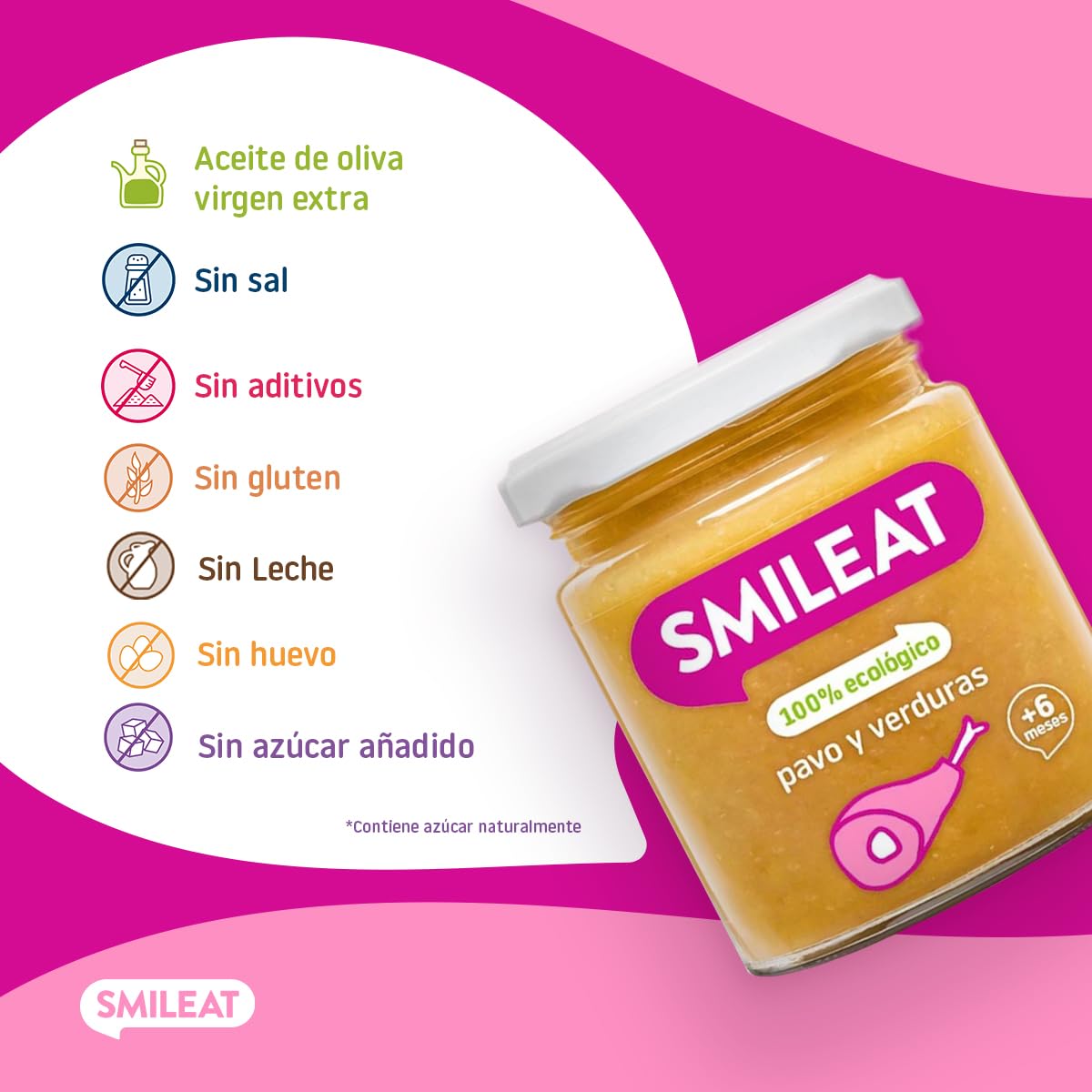 Smileat - Tarrito infantil de Pavo y Verduras - para Peques +6 Meses - Sin Azúcar ni Sal Añadido - Materia Prima de Calidad. Textura Suave y Fácil de Comer - 230g — view 4