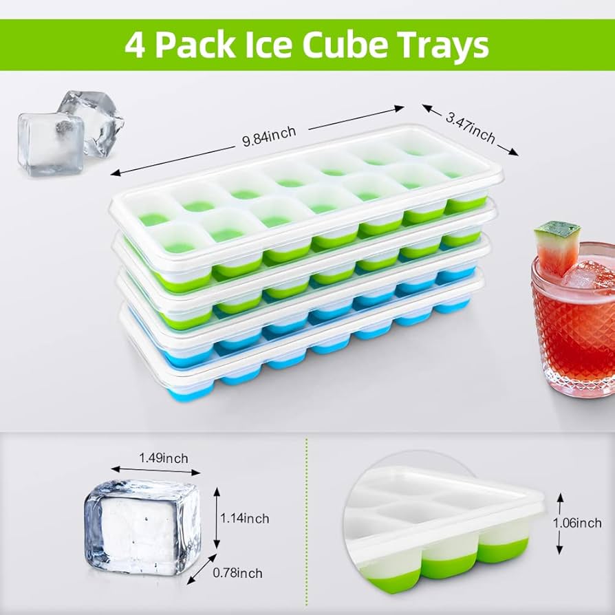 Amazon | AUAUY シリコン製アイスキューブトレイ 蓋付き 四角い