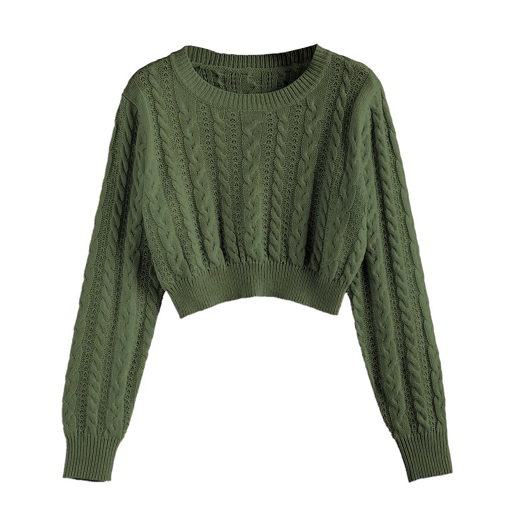 ZAFUL Women's Long Sleeve Cropped Sweater Knit Pullover Top