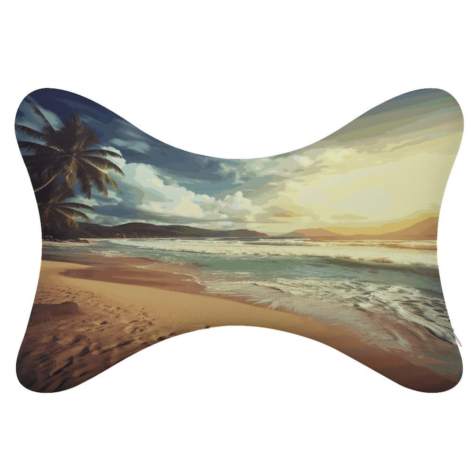 FekiLoot Sunset on The Beach Car Headrest Set of 2,Softness Memory Foam Car Neck Pillow with Breathable Removable Cover Car Neck Support Pillow Ergonomic for Driving, Office