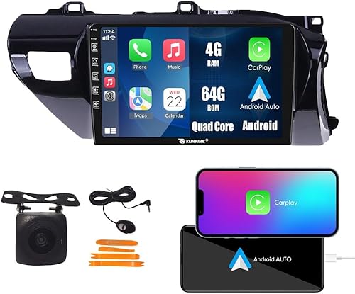 Miniatura 52 de Kunfine Navegación Android para coche, radio GPS estéreo, pantalla de cámara inversa de 10 pulgadas, pantalla táctil IPS Headunit Tablet Pad Media