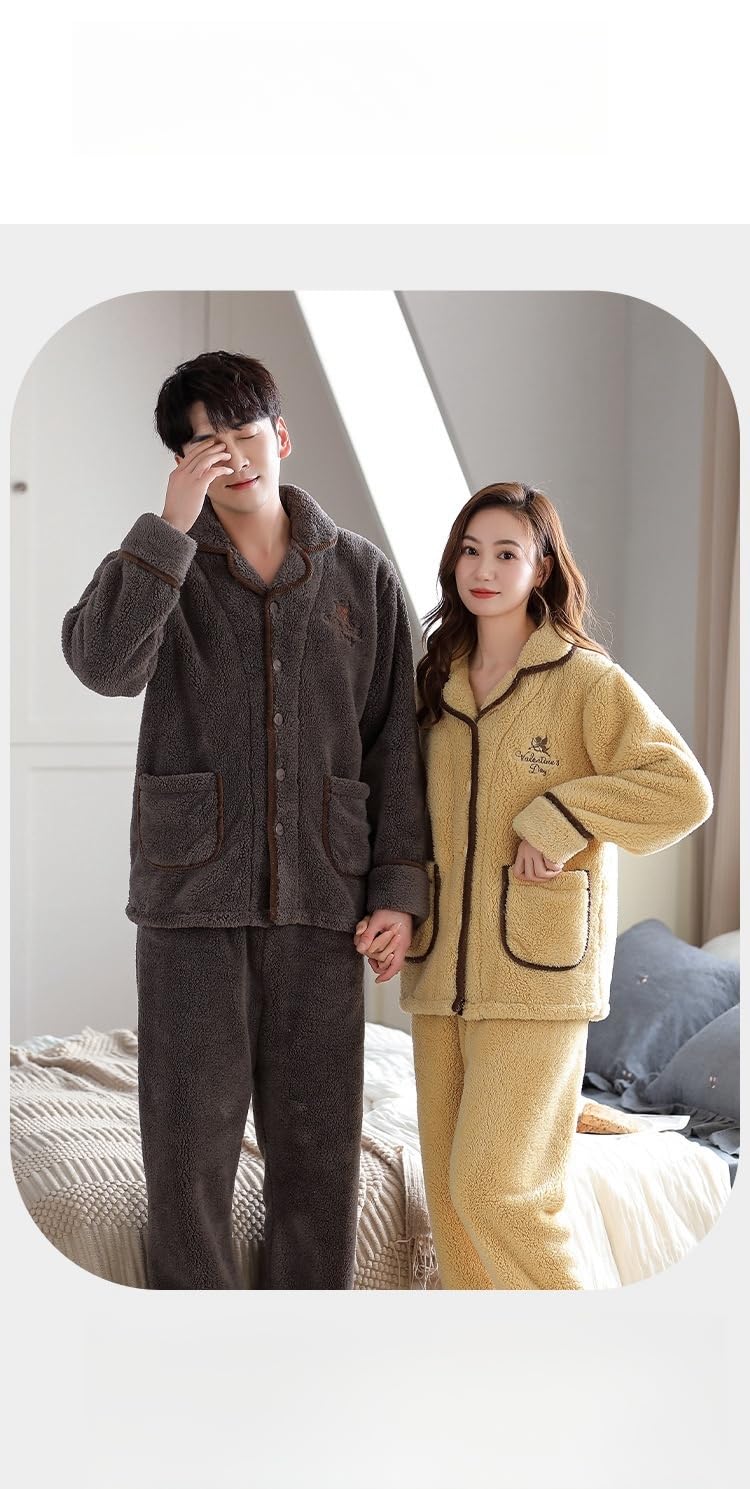 Pigiama Peluche Addensato Coppia Pigiama Autunno E Inverno Uomini E Donne Home Clothes Set-Femmina 1670 Maschio 2670-taglia XXXL Maschile