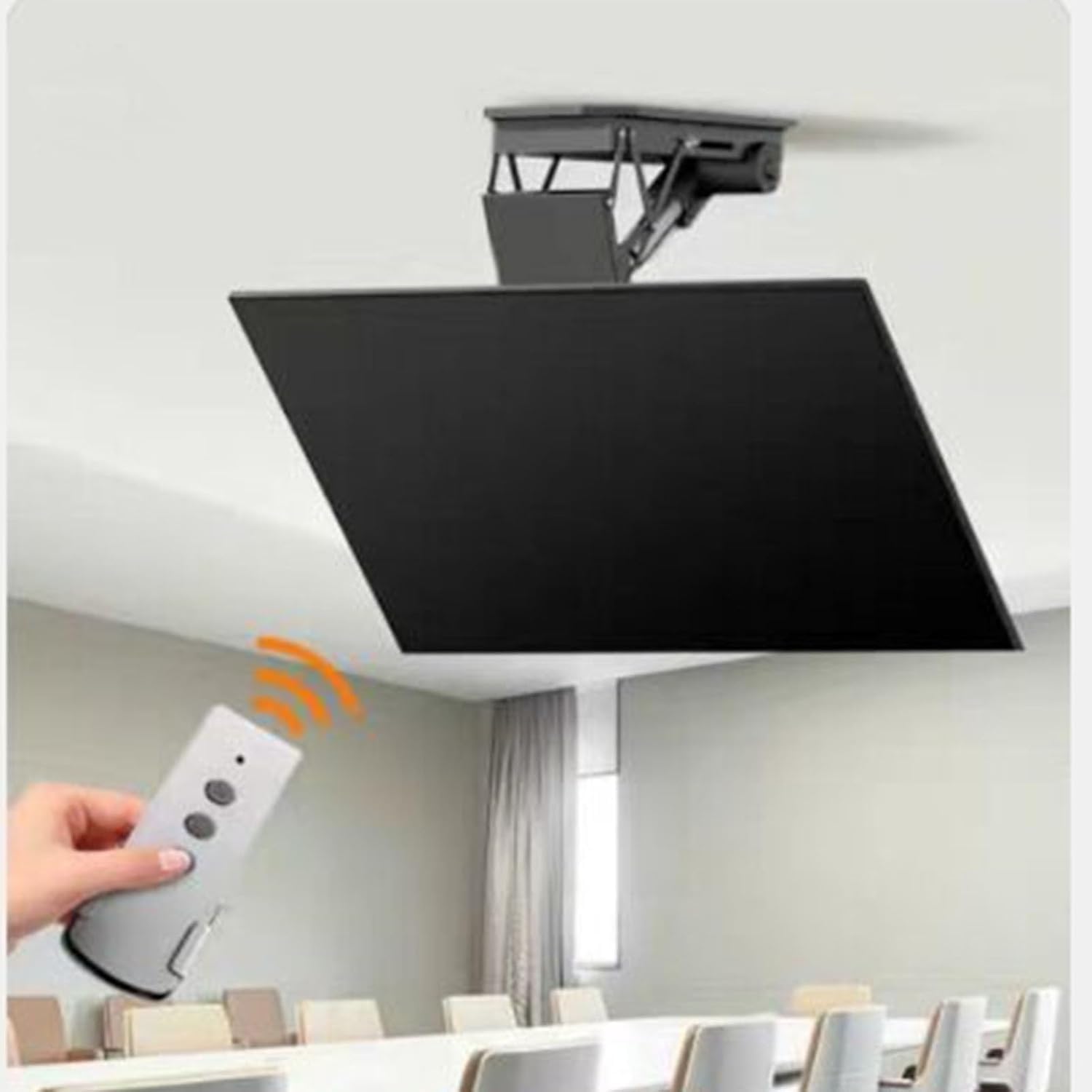 7UIYgtyO LNNW 0-85° Flip Down Motorised TV Bracket - Mount With Remote Control And Switch Control, Motorised TV Lift Fits 50-90 Inch TVs TV Wall Bracket