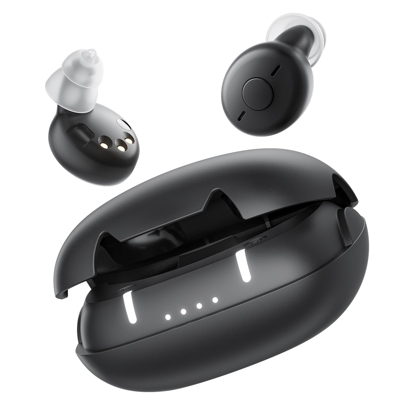 Rechargeable Hearing Aids, 33dB Gain CIC Hearing Amplifier with Noise Reduction, 4 Modes, Discreet Design, for Mild to Moderate Hearing Loss, Black