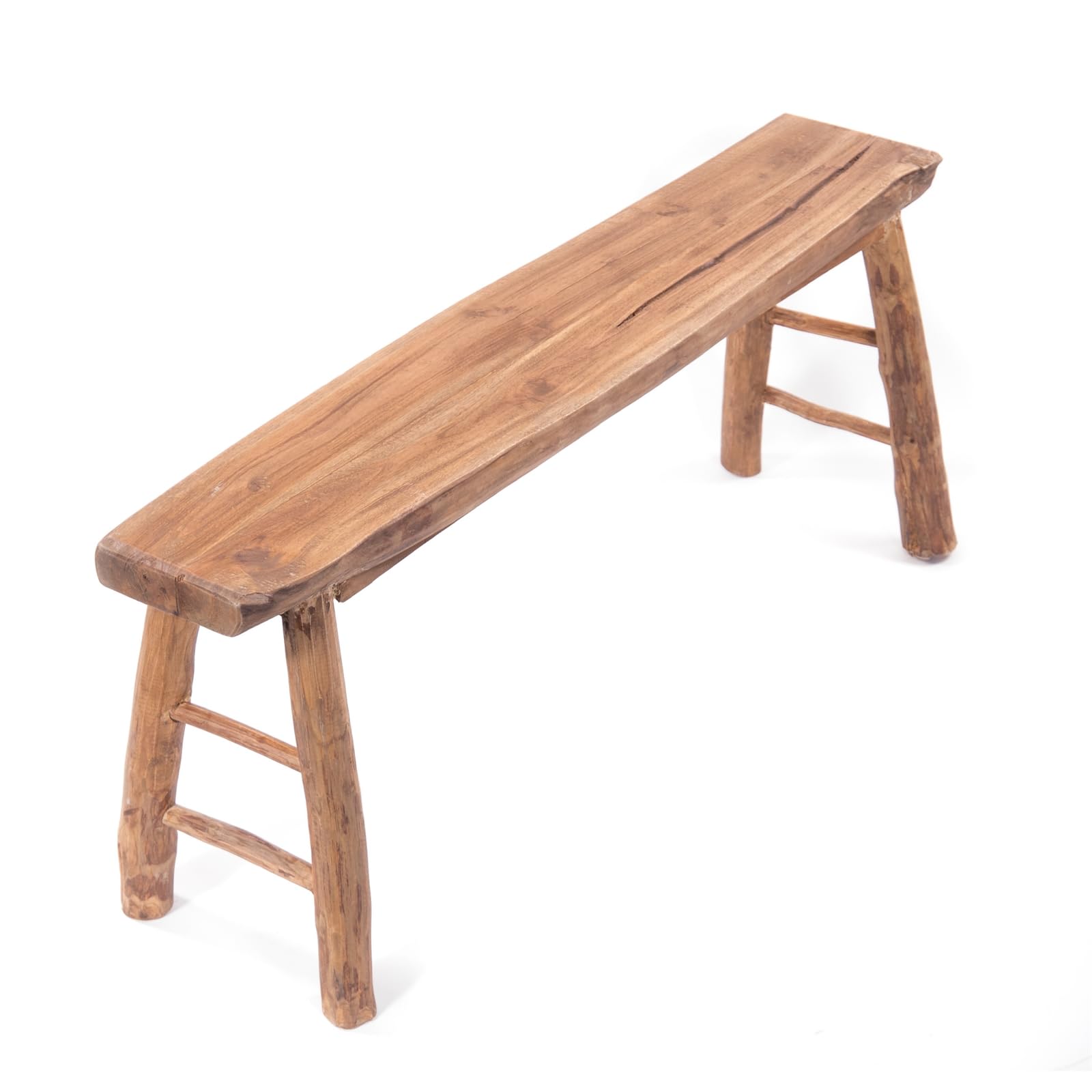 DESIGN DELIGHTS Banc en Bois Malu 120 | Teck, 120x45 cm, avec entretoises | Bois flotté Banc, Bord darbre Banc dappoint, Banc de lit, Banc de Cuisine
