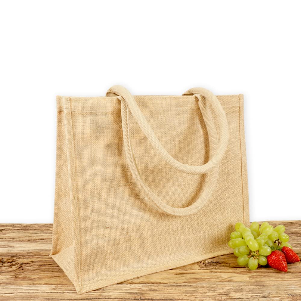 Jute statt Plastik Original | Jutetasche medium Jutebeutel Einkaufstasche Handtasche | Fair & Nachhaltig | Shopping | JB1415M | 10er-Set