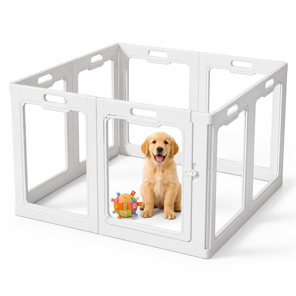 Corral acrílico para perros, corral transparente para mascotas para uso en interiores y exteriores, corral de juego para cachorros, gatos, conejos, hurones, fácil de montar, preferible para perros