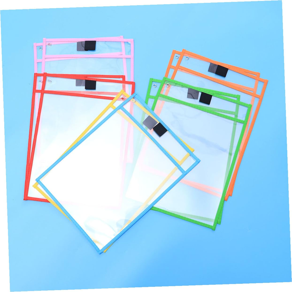 MAGICLULU 24pezzi Tasche Cancellabili Secco Riutilizzabili Maniche con Tasche Cancellabili Secco Riutilizzabili Scrivibili e Articoli di Cancelleria per Ufficio e Scuola