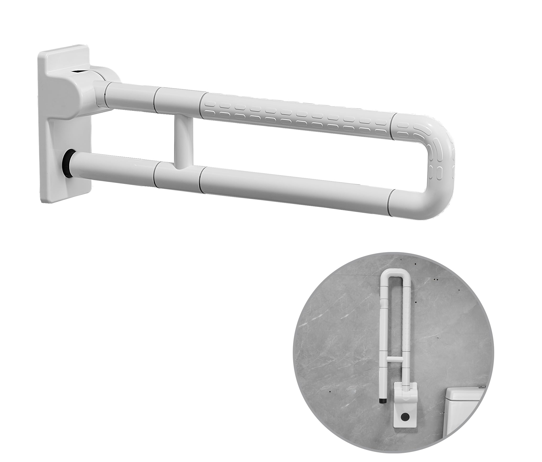 23.6 INCH Newer Model Medical Toilet Grab Bar Safety Handicap Bathroom Seat Support Foldable Skid Resistance Toilet Bathroom Bar Bathroom Hand Grips for Disability Aid and Elderly Assistance