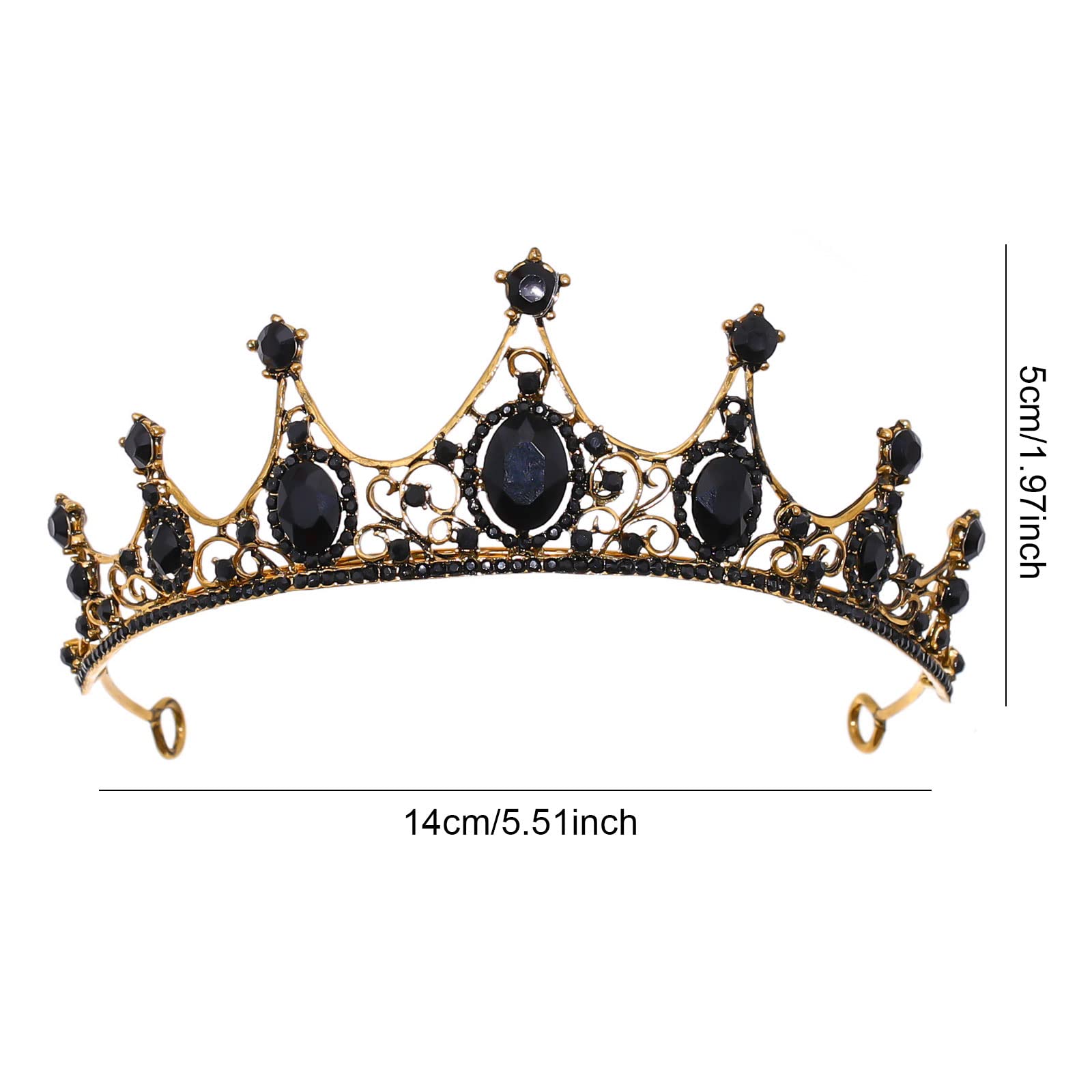 Czarna barokowa korona, diadem z kryształową koroną, styl gotycki, diadem ślubny, diadem ślubny, opaska na głowę, kryształ górski, korona diadem dla panny młodej, bankiet i przyjęcie urodzinowe