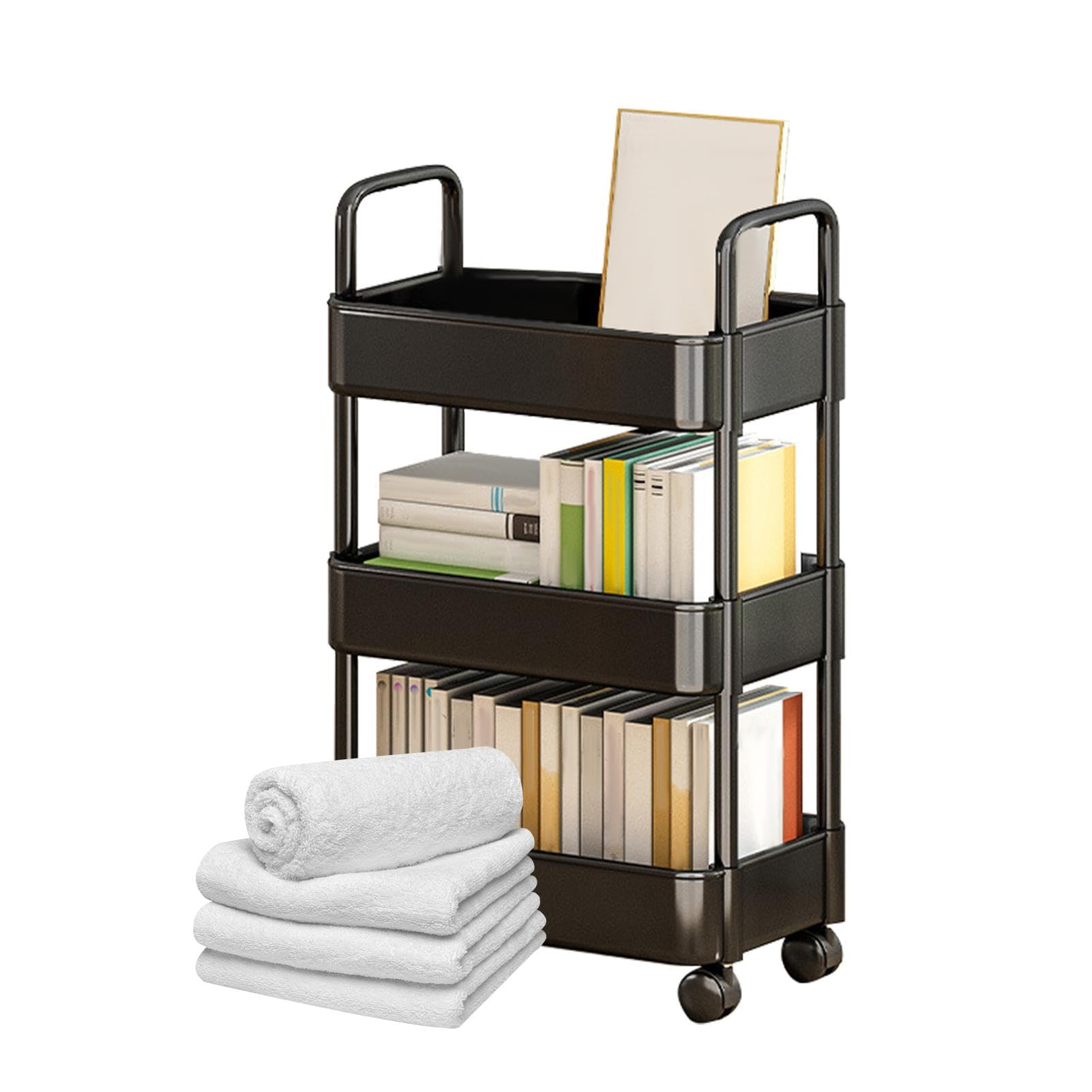 SFSLBFB Multifunctional Cart - 3/4 Tier ty Cart with Hand & Wheels - Space-Sing for Dining or rage - Mobi rage Solution
