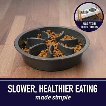 Leashboss Slow Feeder Dog Bowl Inserts - Maze Puzzle Food Bowl with Feeder Holes, Fits into Elevated Pet Feeders - Slow Eating for Large, Medium & Small Sized Breeds