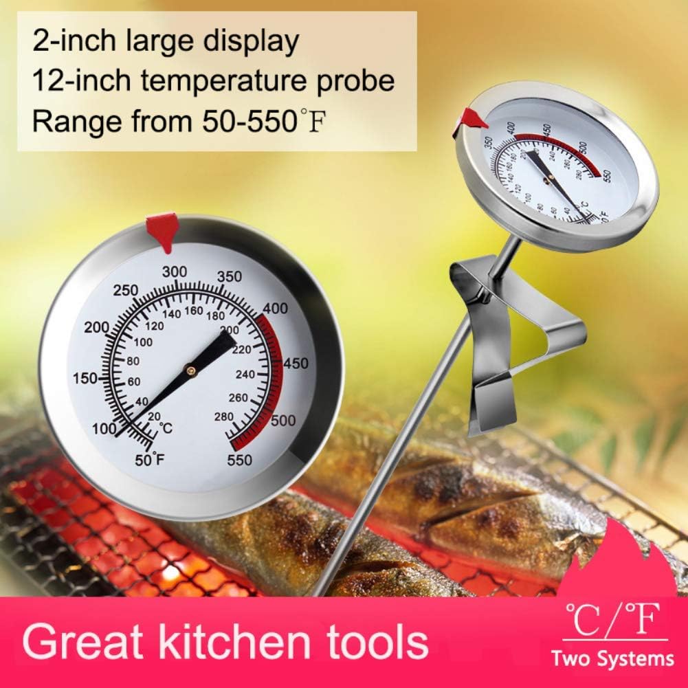 Review HEAYEE 12 inch Mechanical Meat Thermometer Read, Long Stem