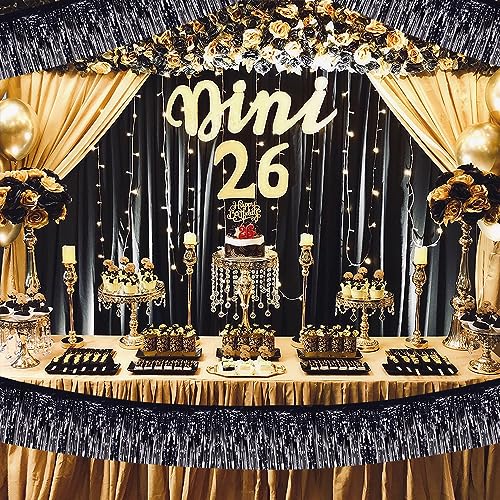 Image of BEISHIDA 3 Packs Metallic Foil Fringe Garland Black Wall Hanging Tinsel Fringe Banners for Car Floats Halloween Bridal Shower Wedding Birthday Easter Graduation Holiday Party Decoration(30 Feet)