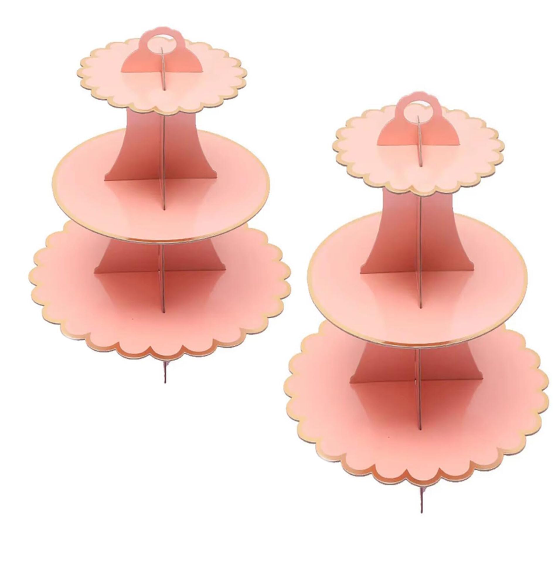 2 Pack 3-Layer Cake Stand Cupcake Stand Disposable Paper Cake Rack Dessert Cupcake Display Tower Birthday Party Supplies for Wedding, Birthday Party, Baby Shower and Graduation (Pink)
