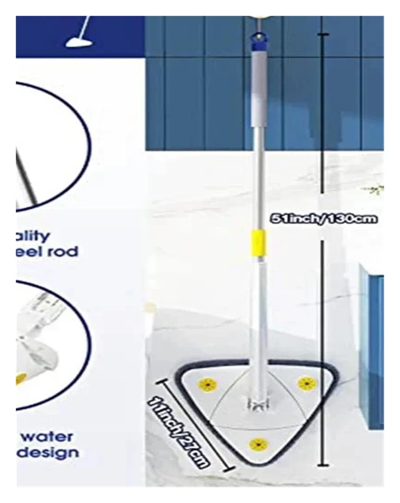 360° drehbarer Teleskop-Dreieckmopp mit einstellbarem Druck(White 7pcs Cloth)