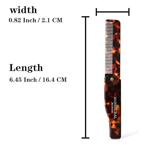 Miniatura 10 de MANETURAL Peine de dientes finos de 80L, peine de bolsillo plegable, peine de pelo de 6.4 pulgadas para mujeres y niños, cuidado de la barba o