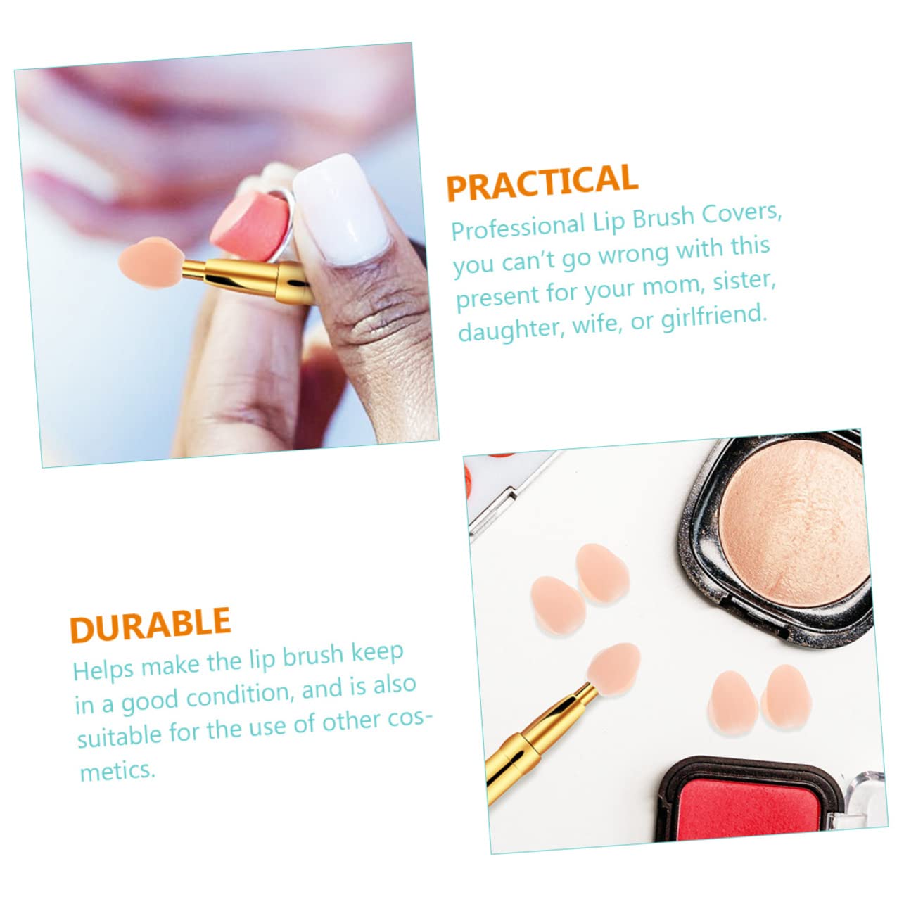Gogogmee Silicone Makeup Brush Protectors Pcs Lip Brush Covers Portable Anti-loss for Cosmetics