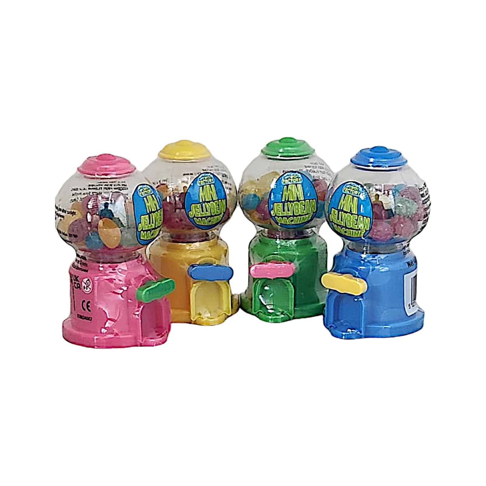 Mini Jellybean Machine Pack of 4 Assorted Fruit Candy Dispensers with 4 Flavours in 55g Each