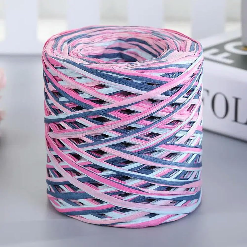 1 Roll 200M Hand-knitted Lafite Raffia Straw Paper Yarn Baking Packaging Belt Rope Crocheting Summer Hat