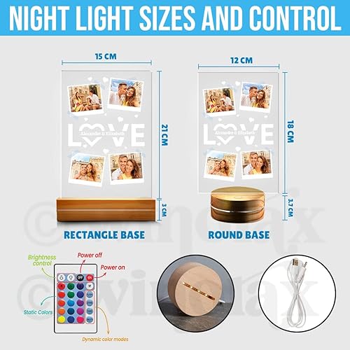Miniatura 6 de Luz nocturna personalizada, lámpara de fotos personalizada, collage de luz, placa acrílica, regalo del día del padre, día de la madre, cumpleaños,
