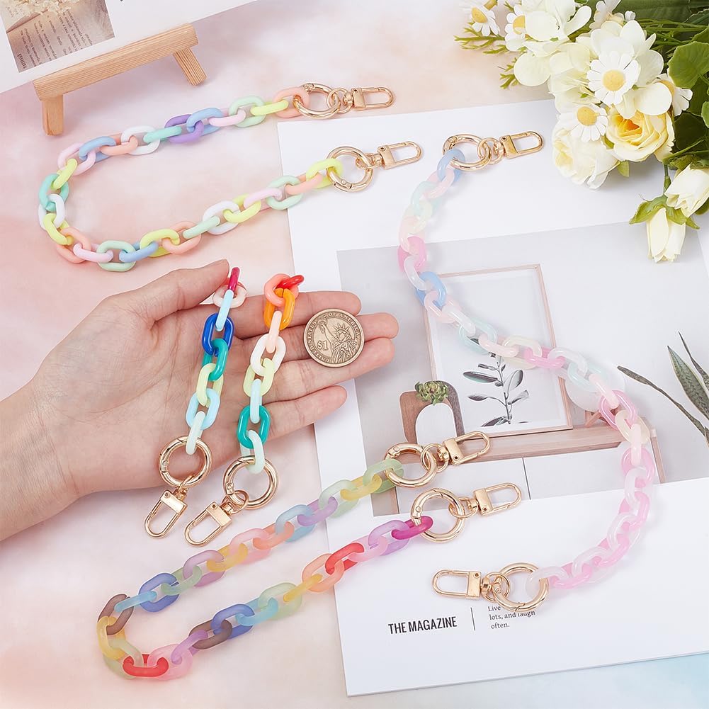 UNICRAFTALE 4 Colors 40cm Rainbow Acrylic Purse Strap Bag Chain Cute Handle Replacement Handbag Crossbody Shoulder Strap Accessory Decoration for Bags Purse DIY Making