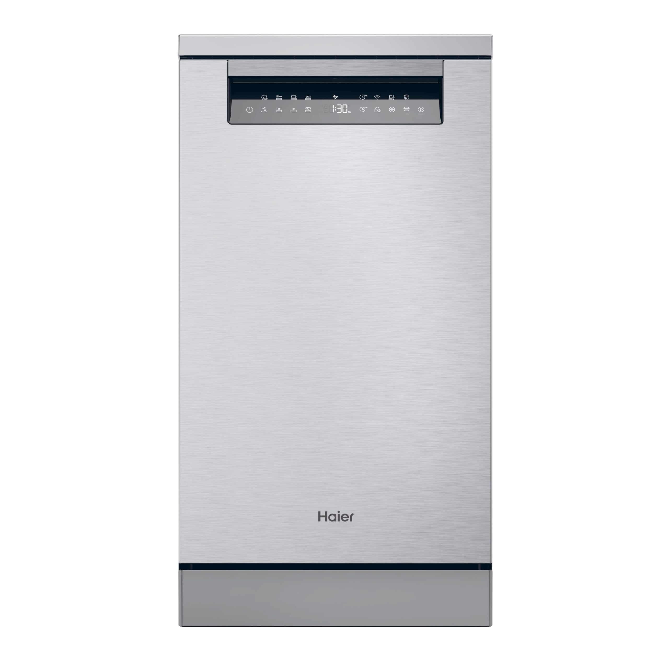 Haier I-Pro Shine Series 5XF1C3TB1FX, Lavavajillas Independiente 45CM, Motor Inverter, 11 Cubiertos, 3 Bandejas, 8 Ciclos, Wi-Fi, App hOn, Filtro Antibacterias, Apertura Automática, 43DB, Inox