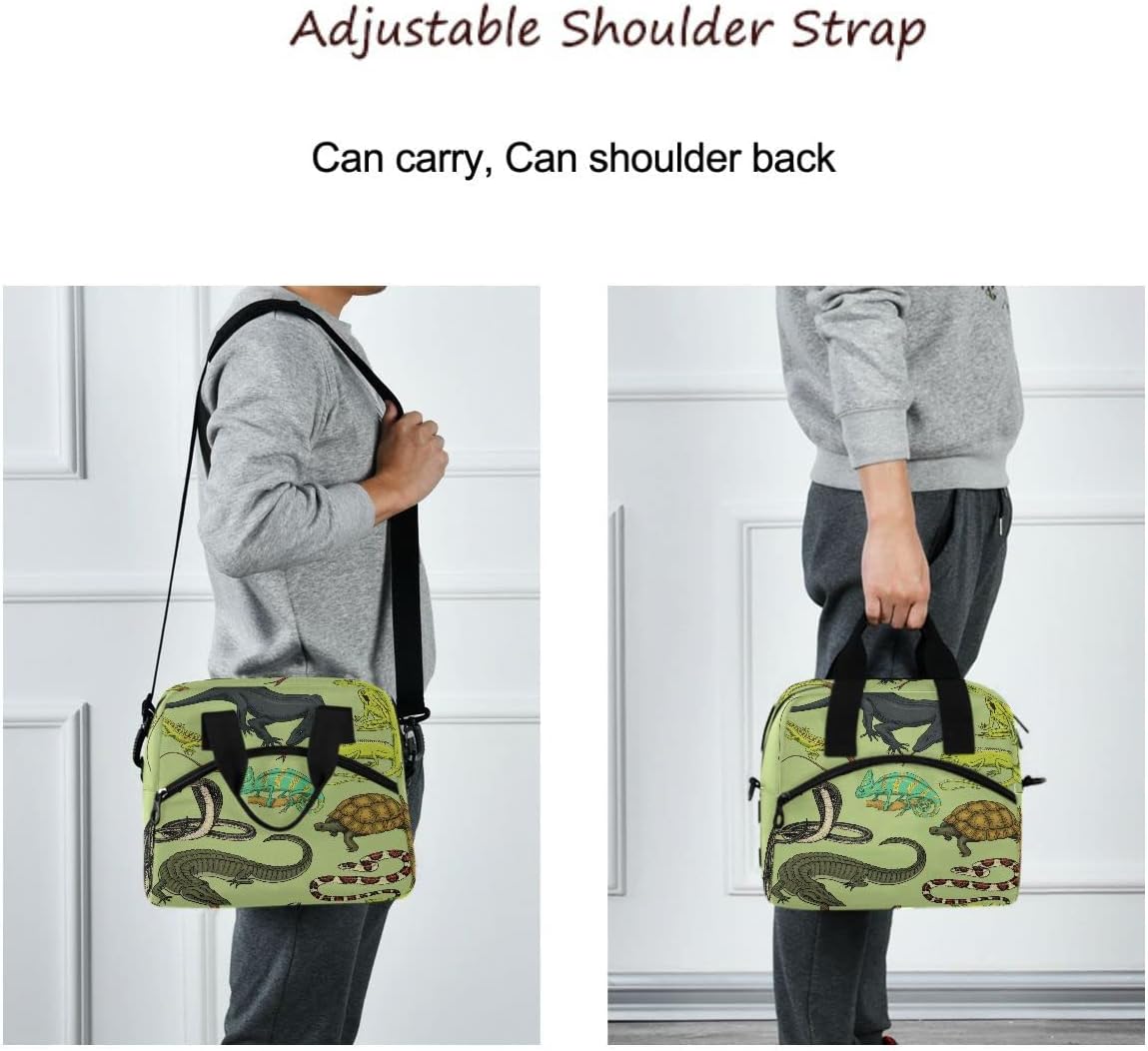 Snakes Lizard Chameleon and Turtle Animal Lunch Bag Insulated Lunch Box Tote Food Container Meal Prep Cooler Handbag