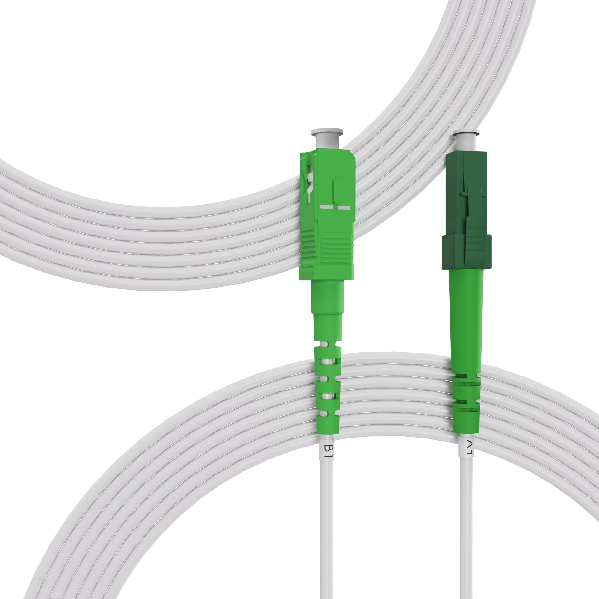 50m Câble Fibre Optique Blanc LC/APC vers SC/APC | Simplex Monomode OS2 FTTH Câble Fibre Optique