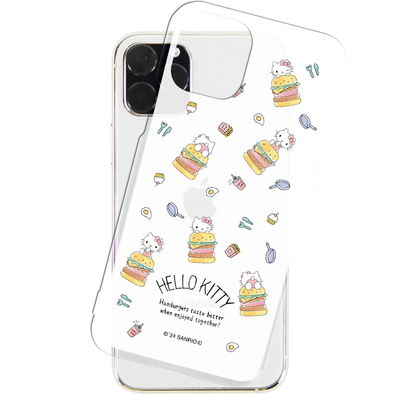 SmaSmaSweets Qua phone QX KYV42 ケース デザイン 16 ハンバーガーPT クリアケース ハローキティ キティちゃん サンリオ キティ グッズ ハード スマホケース カバー キュアフォン au kyv42 ファッション