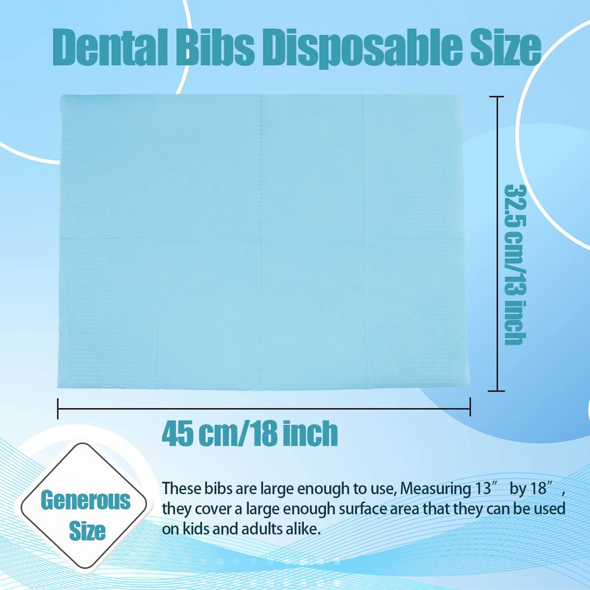 60 bavaglini dentali usa e getta per pazienti, 33 x 45,7 cm, a 3 strati, impermeabili, per tatuaggi, per cliniche dentali, stazione di tatuaggi