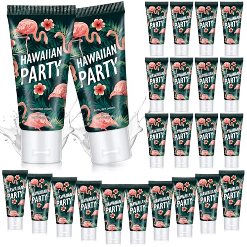 Dansib 24 Pcs Mini Sunscreen Bulk for Summer Wedding Party Spf 30 Water Resistant Sunscreen Lotion Bulk 1oz Travel Size for Thank You Gifts Wedding Party Supplies(White Cream,Flamingo)