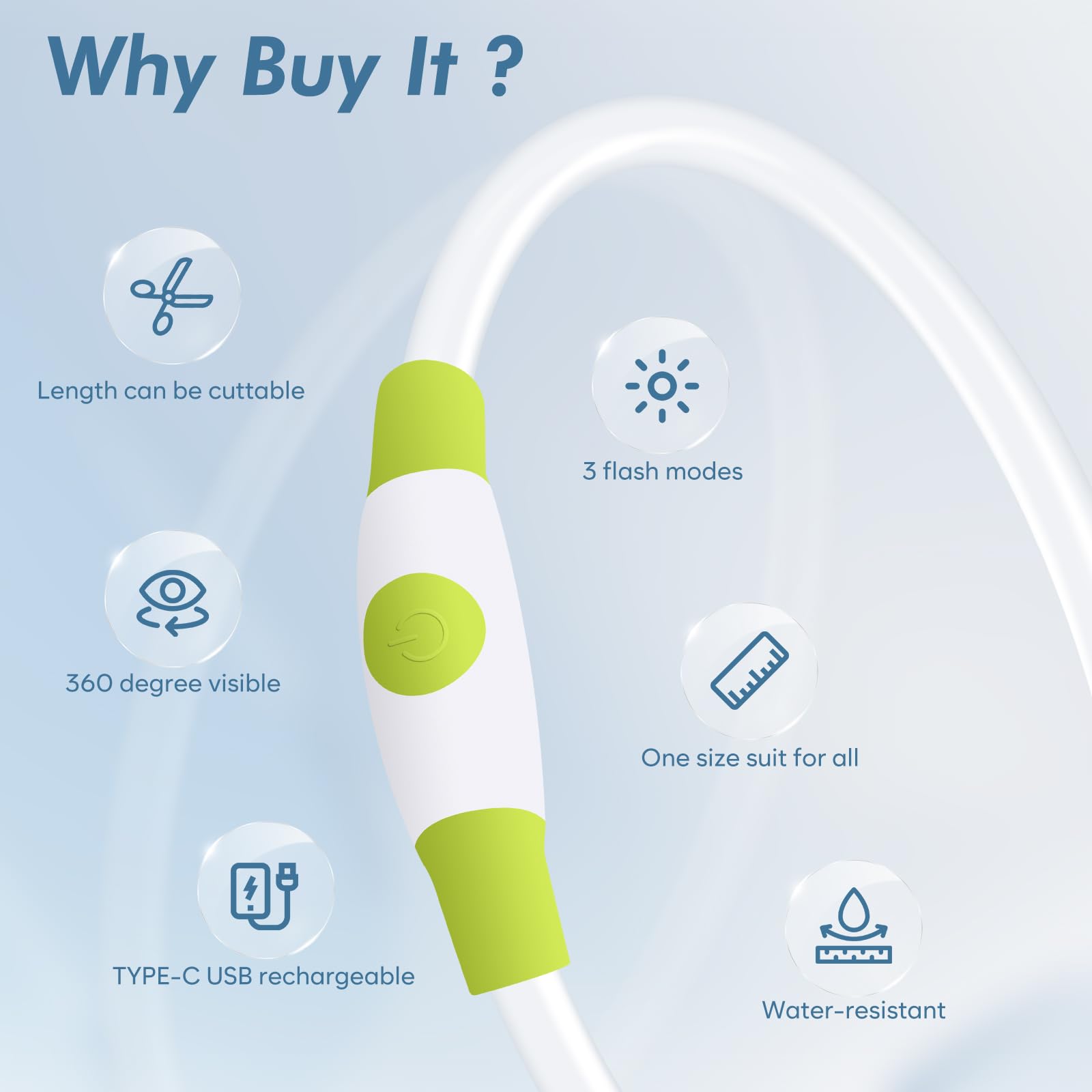 BSEEN Collare per cani illuminato, ricaricabile a LED, collare per animali domestici, in TPU, tagliabile, con luci incandescenti, per passeggiate notturne (verde)