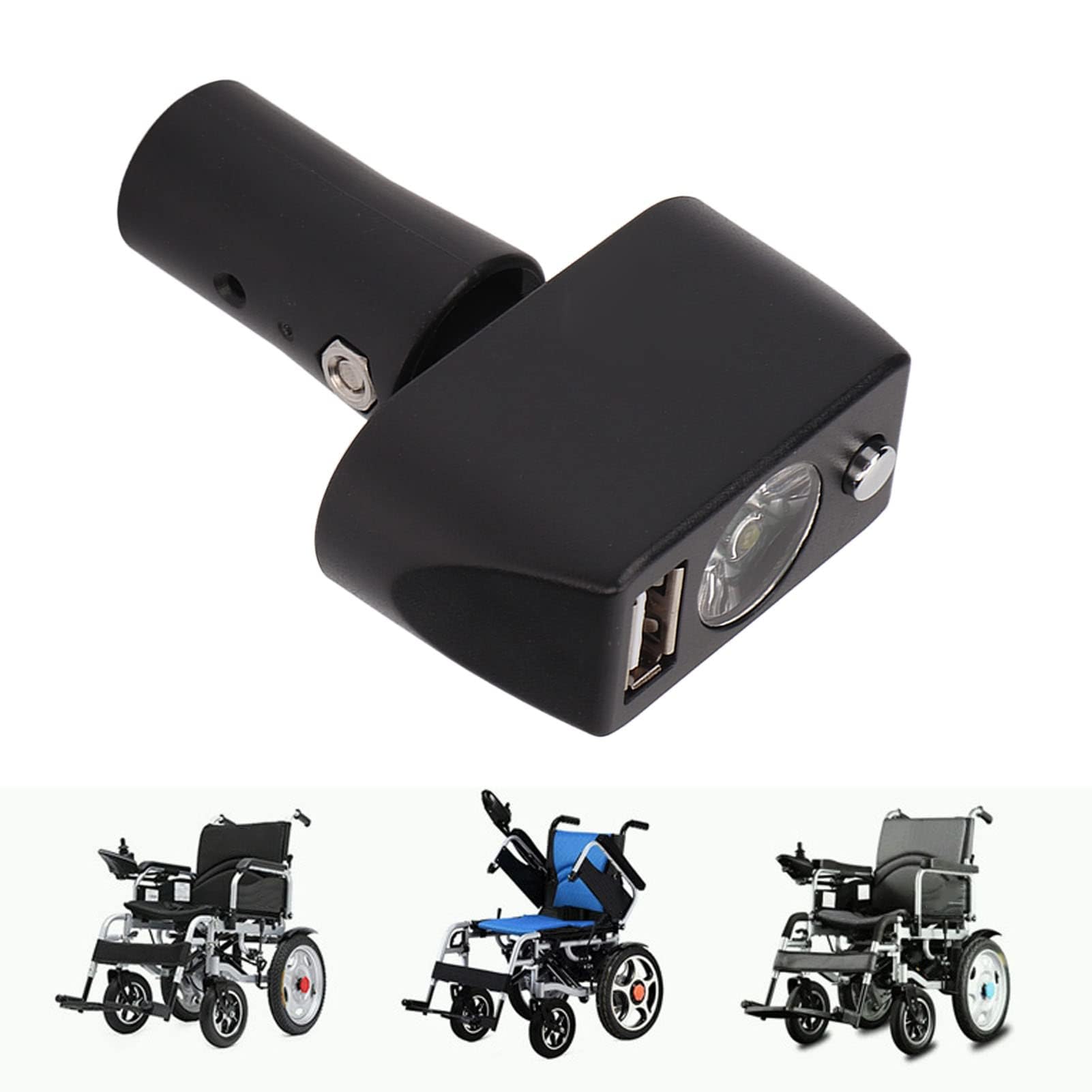 Elektryczne światła do wózek inwalidzkich, 3-pinowa głowica XLR do ładowania USB, elektryczna lampa na wózek inwalidzki, regulowany kąt akcesoria
