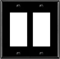 Vista 19 de ENERLITES Placa de pared de metal con interruptor decorativo doble, tapa de tomacorriente, resistente a la corrosión, tamaño estándar de 2
