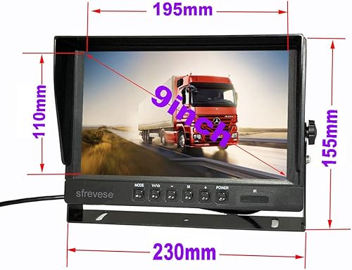 Miniatura 2 de 9" 4Pin IPS HD SD DVR Grabación 2CH Split Car Monitor de visión trasera + 2X AHD 1080P cámara de respaldo de marcha atrás para autobús camión largo