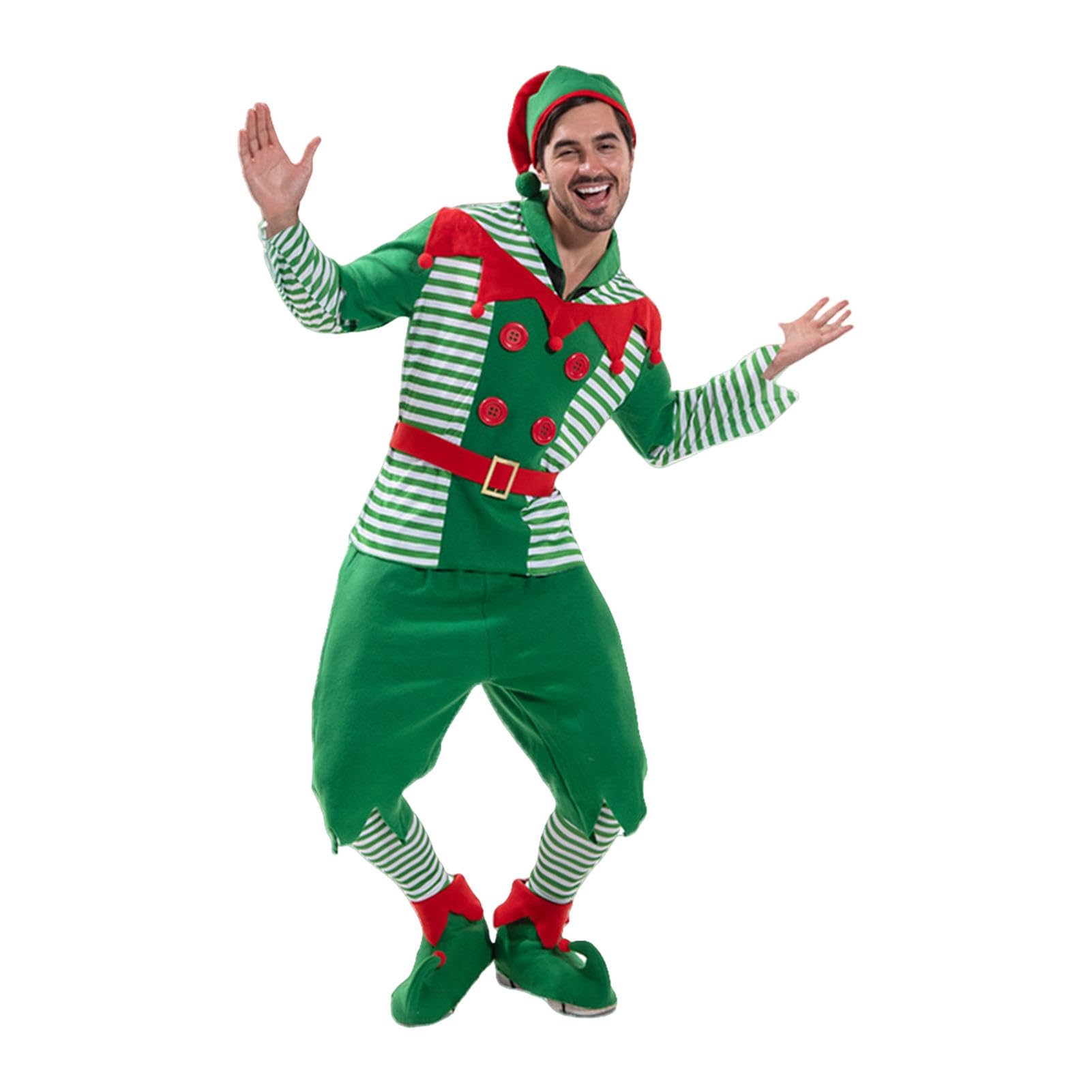 Genérico Disfraz de elfo verde, disfraz navideño de Papá Noel, disfraz de