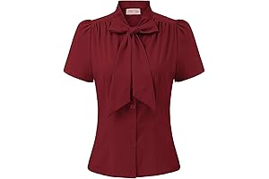 Summer Cool 1940's Stripe Office Tops Short Sleeve Blouse Casual Button Down Shirts