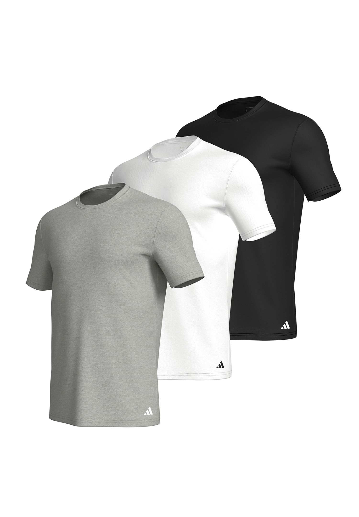 adidas Men's Crew Neck Shirt (3 Pack) - Active Core Cotton Baselayer Shirt (Pack of 3), Assorted_4am011, S