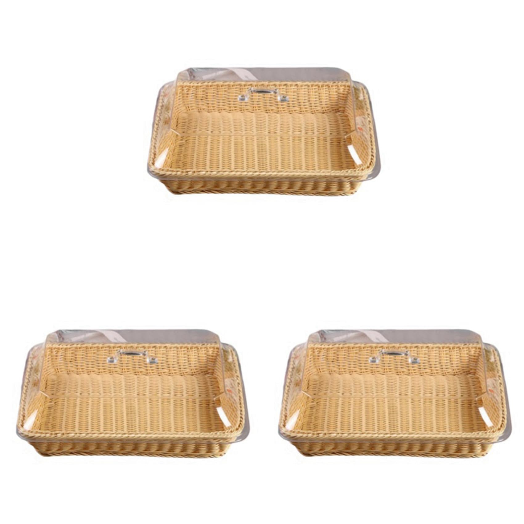 Hndhbfgrt 3X Basket with Lid,Basket with Lid for Food,Tabletop Food Serving Basket,Woven Picnic Basket,Bread Basket