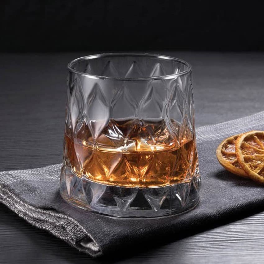 Copos De Uísque Biandeco Âmbar - Conjunto 4 Unidades, 200ml, Fundo Pesado - Para Bourbon E Coquetéis