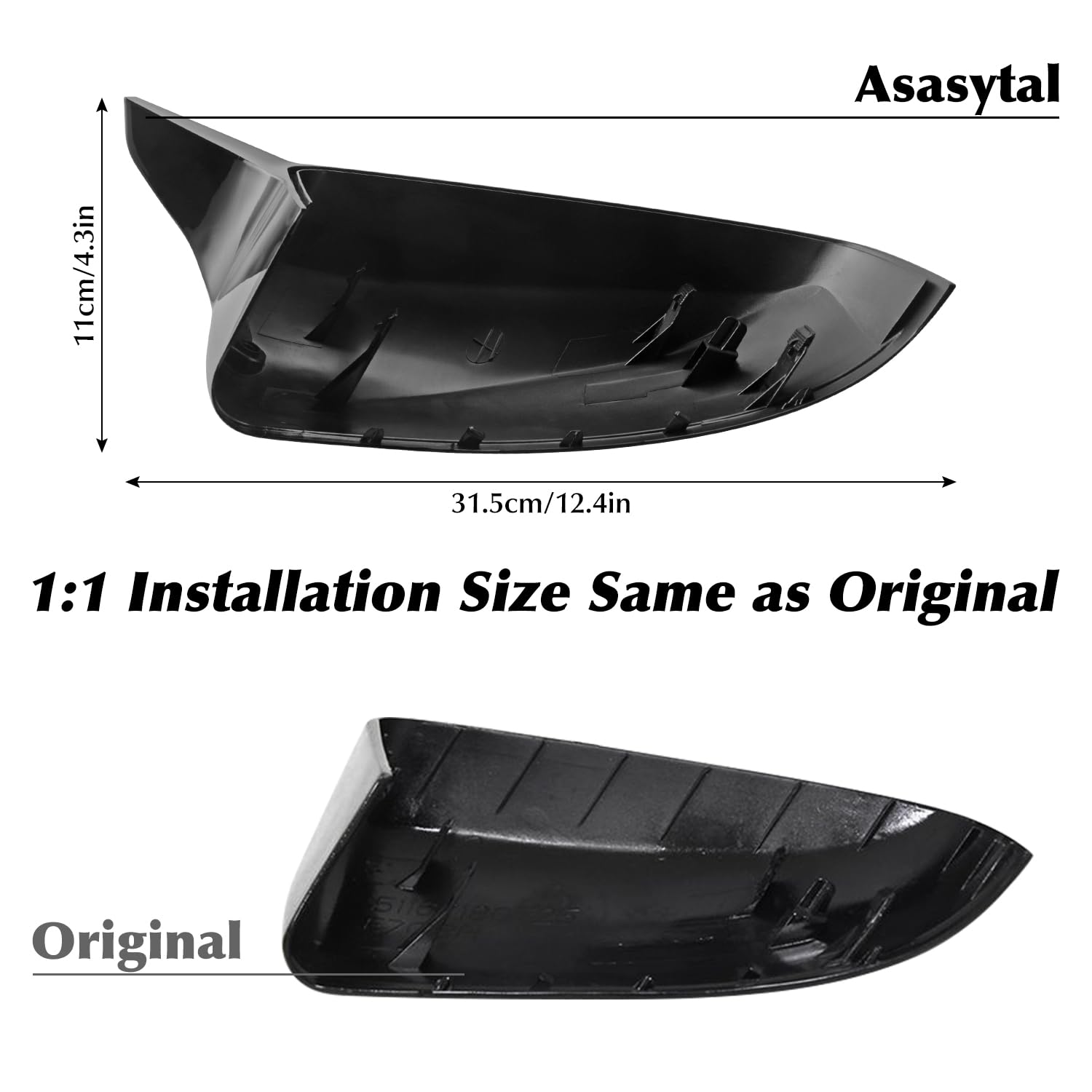 Coques de Rétroviseurs pour Voiture, Porte Latérale Aile Rétroviseur ABS Compatible avec X5 X6 E70 E71 2007-2013, Noir brillant, 1 Paire